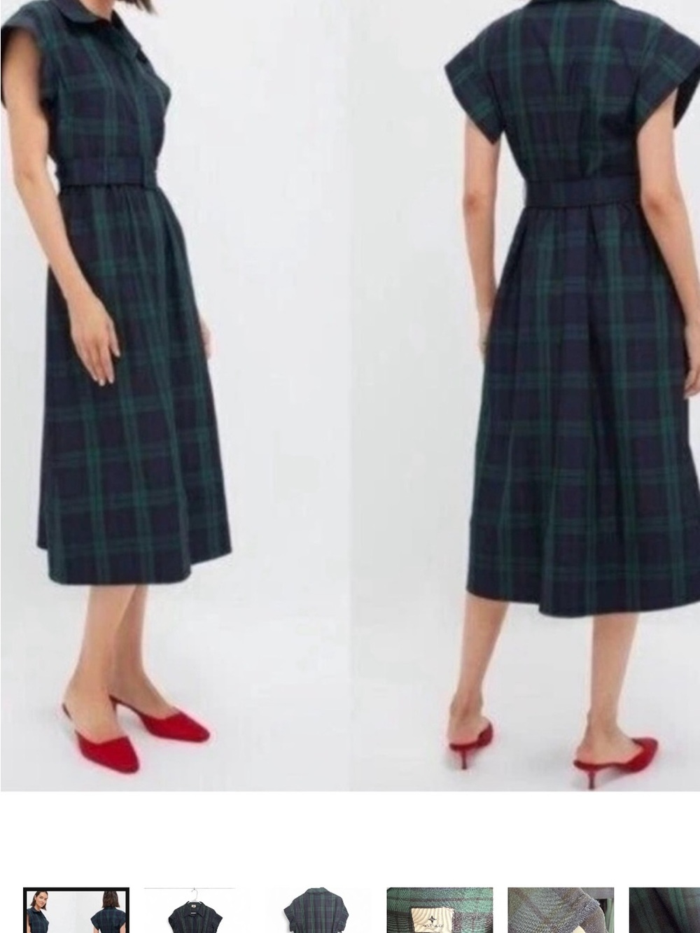 Tuckernuck Plaid Midi Skirt Dress in Navy and Green